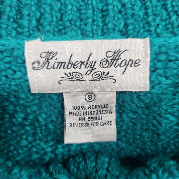 Womens Small Vintage 80's Green Knit Turtleneck Sweater Cardigan Kimberly Hope - Picture 4 of 10